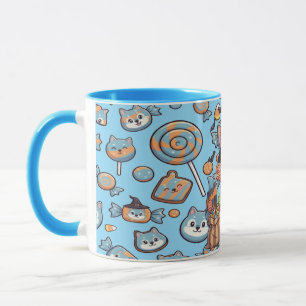Cute Wolf with Spooky Candy For Halloween Mug