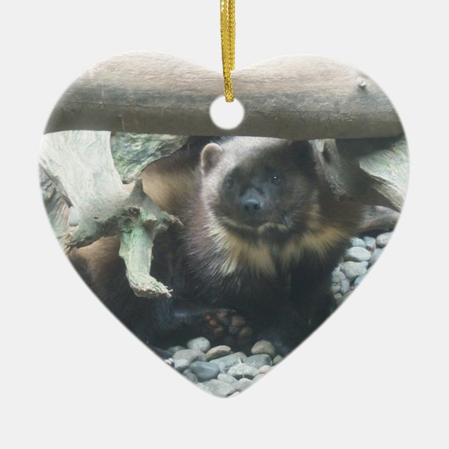 Cute Wolverine Ceramic Ornament (Front)