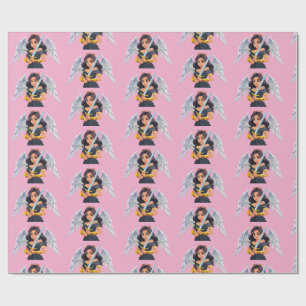 Cute woman Angel's with open wings and sword Wrapping Paper