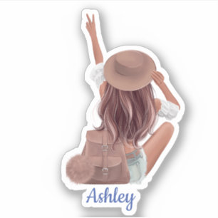 Cute Woman backpack Custom Cut Personalized Vinyl