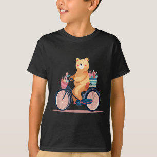 Cute Woman Bike with Funny Teddy Bear Graphic T-Shirt