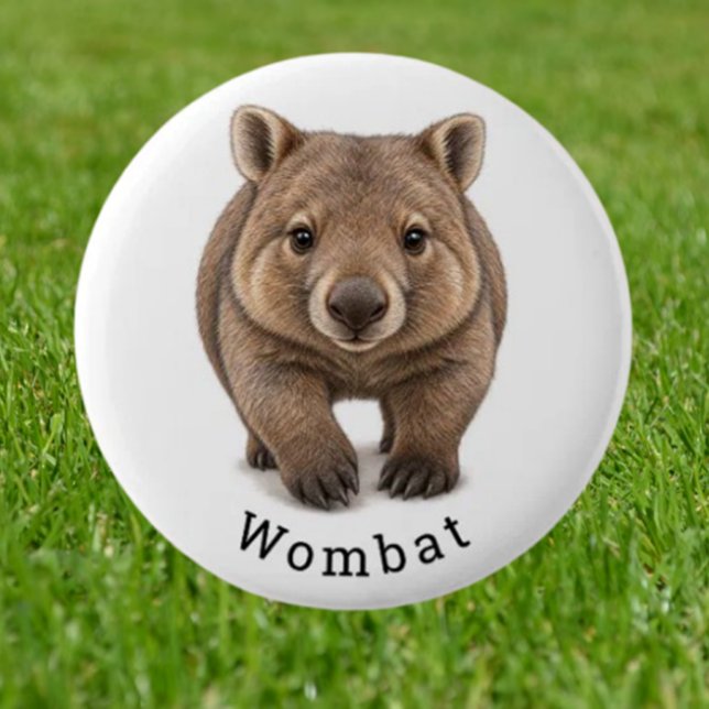  Cute Wombat 2 Inch Round Button (Imagine walking into a room where everyone’s wearing an irresistibly cute wombat button)