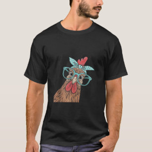 cute Women Girl Chicken With Bandana Headband and T-Shirt