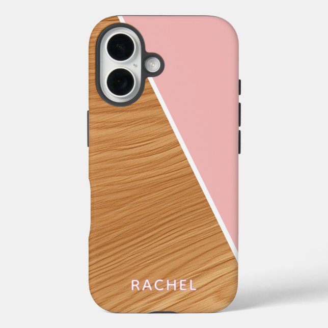 Cute Wood and Pink Personalized  Case-Mate iPhone Case (Back)