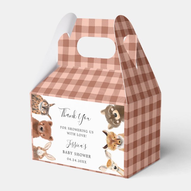 Cute Woodland Animal Baby Shower Favor Box (Front Side)