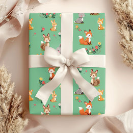 Cute Woodland Animal Child Birthday Wrapping Paper