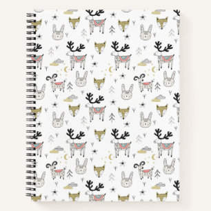 Cute Woodland Animal Doodle Pattern Notebook