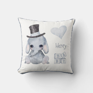 Cute Woodland Animal Elephant Name Nursery Throw P Throw Pillow