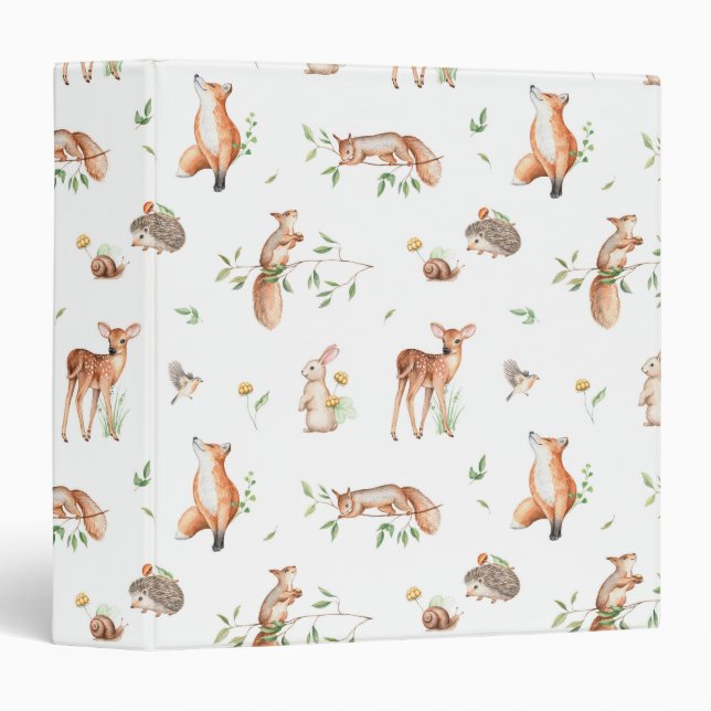 Cute Woodland Animal Friends Pattern Binder (Front/Spine)
