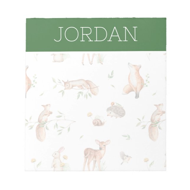 Cute Woodland Animal Friends Pattern Notepad (Front)