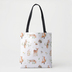 Cute Woodland Animal Friends Pattern Tote Bag