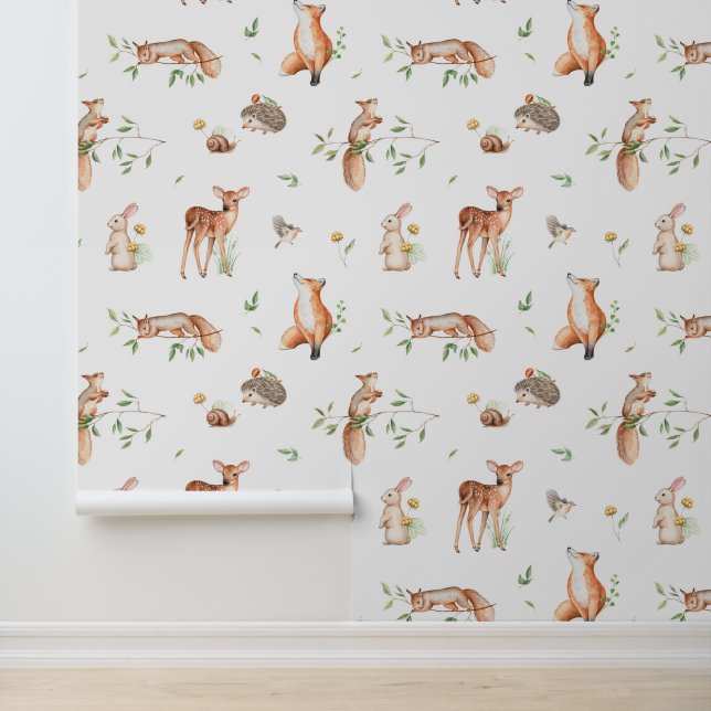Cute Woodland Animal Friends Pattern Wallpaper (Application)