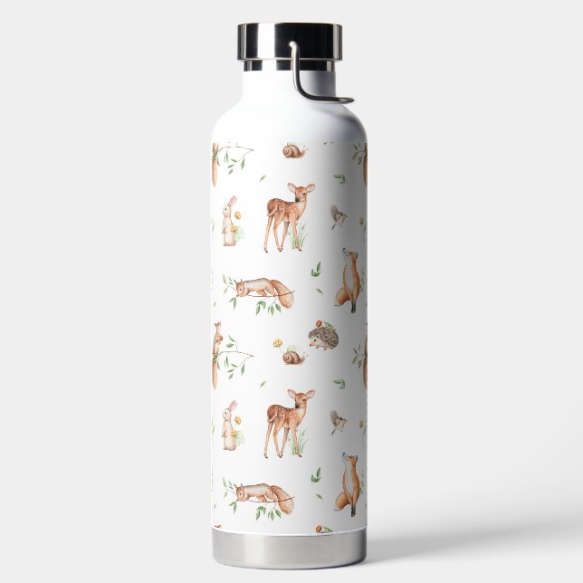 Cute Woodland Animal Friends Pattern Water Bottle (Left)
