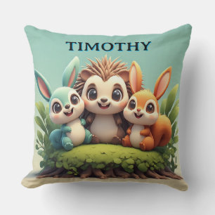 Cute Woodland Animal Friends Throw Pillow
