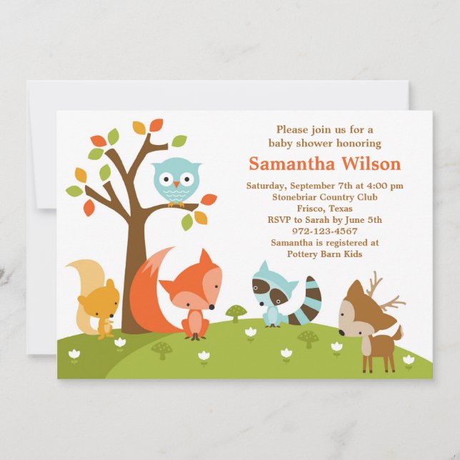 Cute Woodland Animal Invitation (Front)