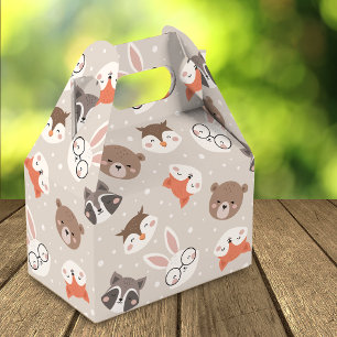 Cute Woodland Animal Kids Pattern Birthday Party Favor Box