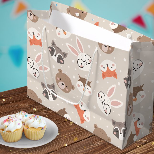 Cute Woodland Animal Kids Pattern Large Gift Bag (Creator Uploaded)