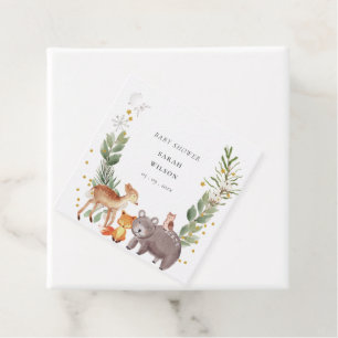 Cute Woodland Animal Leafy Wreath Baby Shower Favour Tags