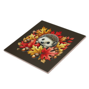 Cute woodland animal lovers hedgehog tile