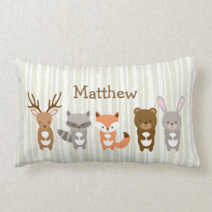 Cute Woodland Animal Lumbar Pillow