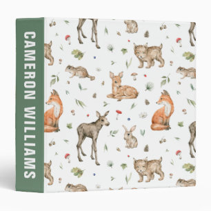 Cute Woodland Animal Pattern Binder