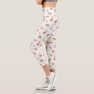 Cute Woodland Animal Pattern Capri Leggings