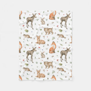 Cute Woodland Animal Pattern Fleece Blanket