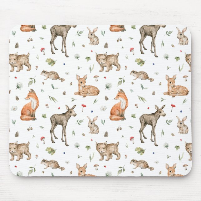 Cute Woodland Animal Pattern Mouse Pad (Front)