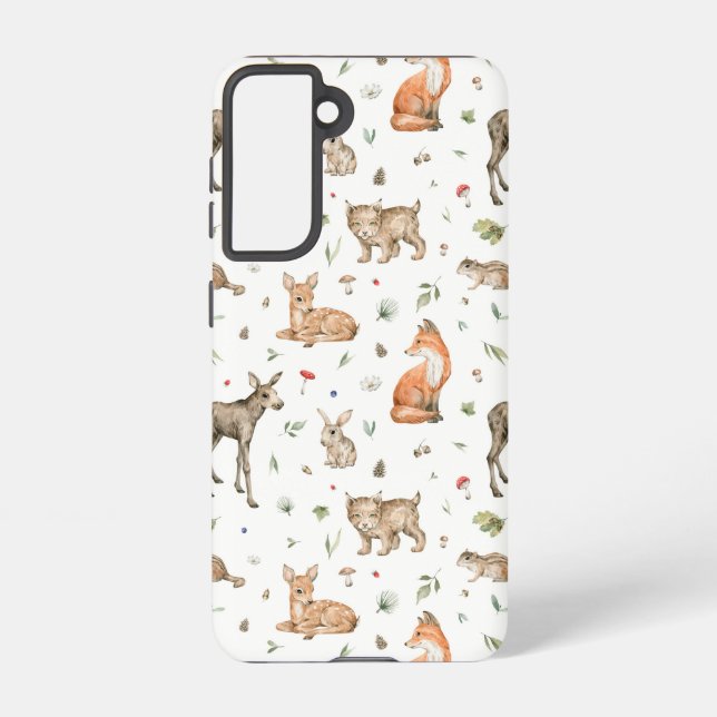 Cute Woodland Animal Pattern Samsung Galaxy S21 Case (Back)