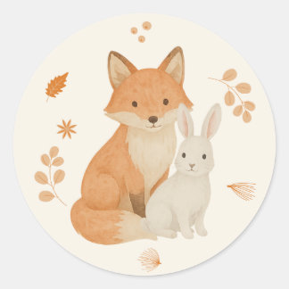 Cute Woodland Animal Sticker – Fox & Bunny Baby Sh