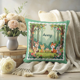 Cute Woodland Animal Throw Pillow