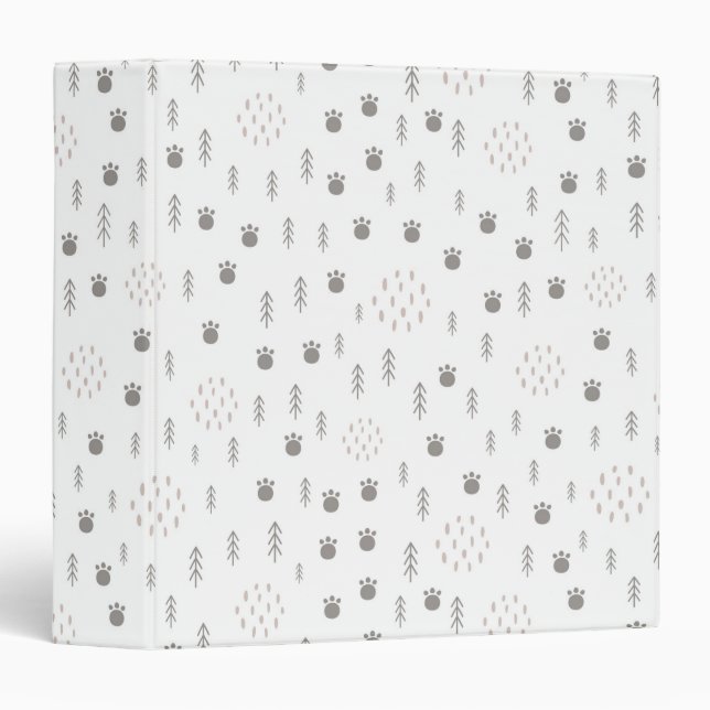 Cute Woodland Animal Track Pattern Binder (Front/Spine)