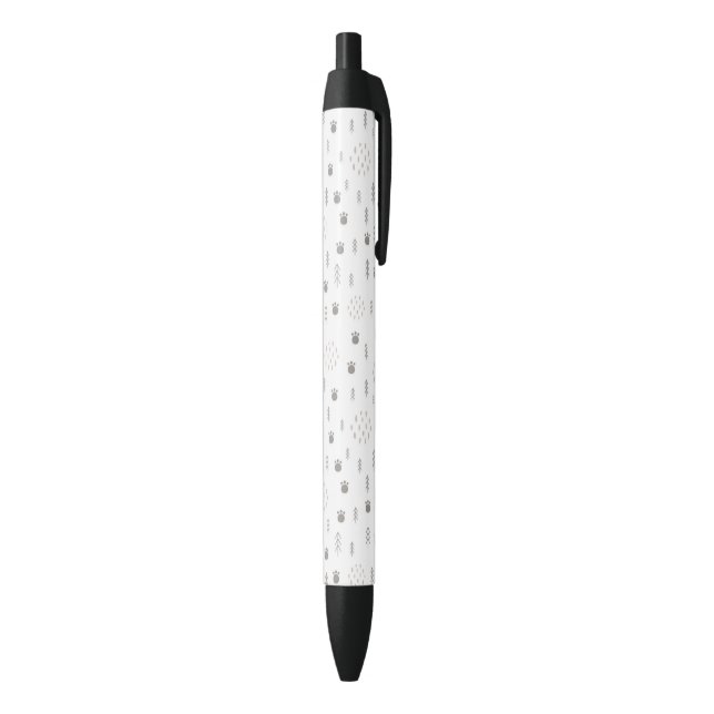 Cute Woodland Animal Track Pattern Black Ink Pen (Bottom (Vertical))