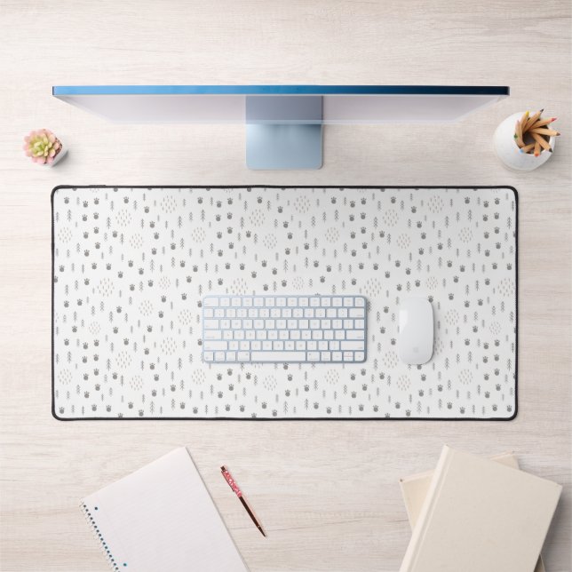 Cute Woodland Animal Track Pattern Desk Mat (Office 1)