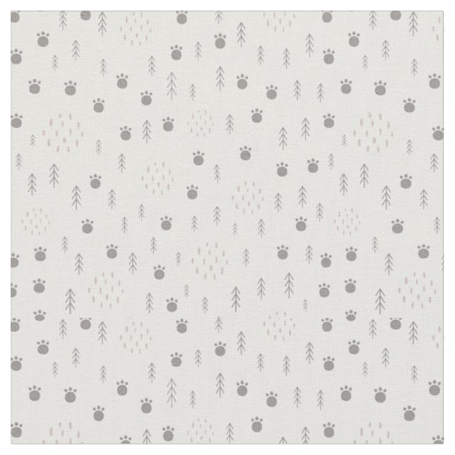Cute Woodland Animal Track Pattern Fabric (Close Up)