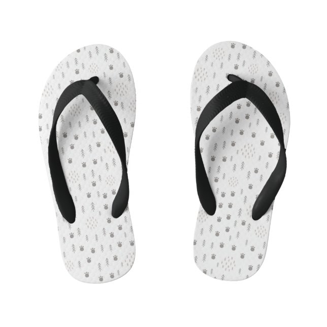 Cute Woodland Animal Track Pattern Kid's Flip Flops (Footbed)