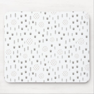 Cute Woodland Animal Track Pattern Mouse Pad