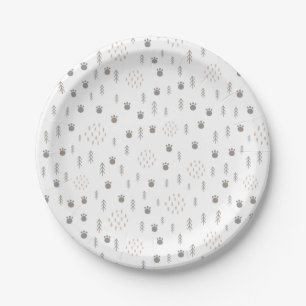 Cute Woodland Animal Track Pattern Paper Plate