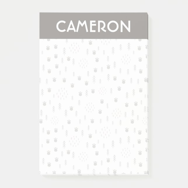 Cute Woodland Animal Track Pattern Post-it Notes (Front)