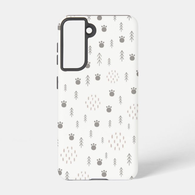 Cute Woodland Animal Track Pattern Samsung Galaxy S21 Case (Back)