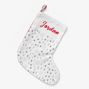 Cute Woodland Animal Track Pattern Small Christmas Stocking