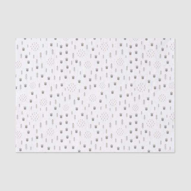 Cute Woodland Animal Track Pattern Tissue Paper (Front)