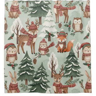 Cute Woodland Animal Winter Forest Pattern