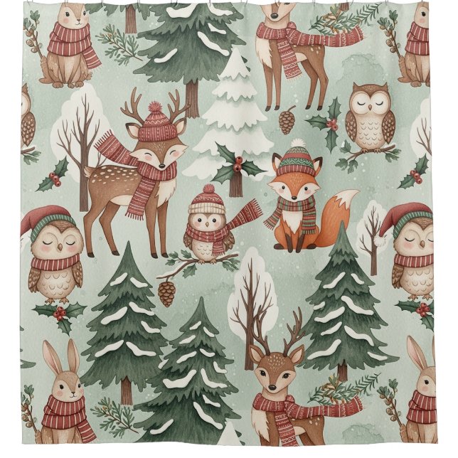 Cute Woodland Animal Winter Forest Pattern (Front)
