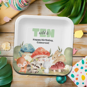Cute Woodland Animals 10th Birthday Party Paper Plate