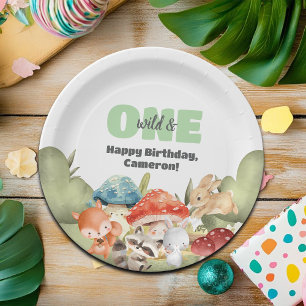 Cute Woodland Animals 1st Birthday Party Paper Plate