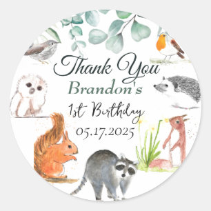 Cute Woodland Animals 1st Birthday Wild One Classic Round Sticker