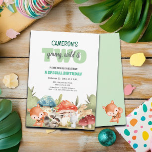 Cute Woodland Animals 2nd Birthday Party Invitation