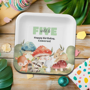 Cute Woodland Animals 5th Birthday Party Paper Plate