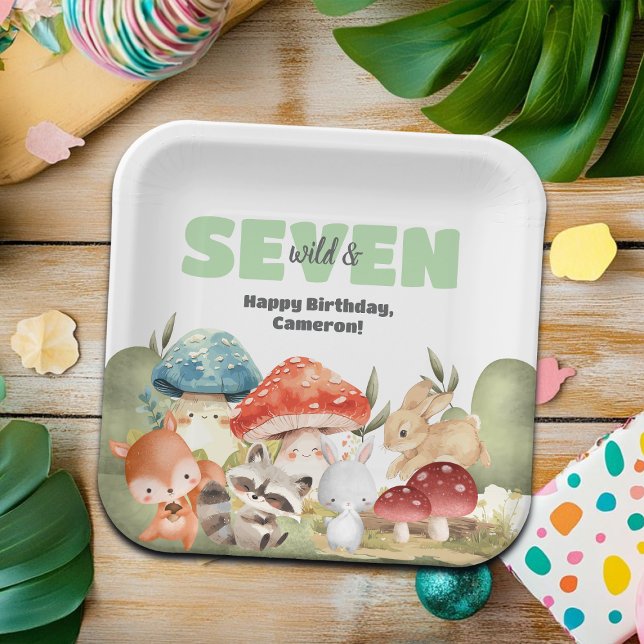 Cute Woodland Animals 7th Birthday Party Paper Plate (Creator Uploaded)